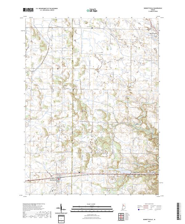 Burnettsville, IN — USGS 7.5-minute topo (2022)