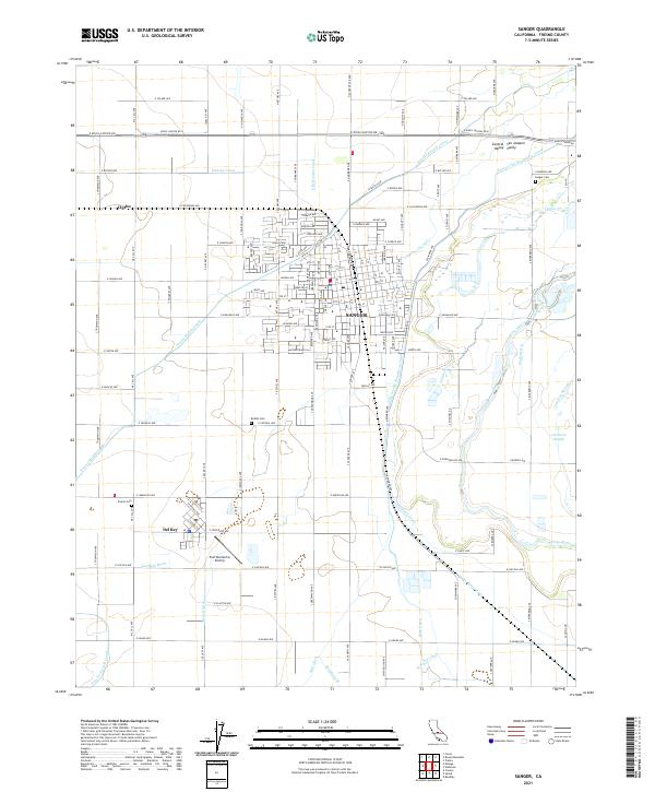 Sanger, CA — USGS 7.5-minute topo (2021)
