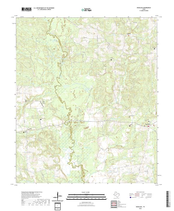 Douglass, TX — USGS 7.5-minute topo (2022)