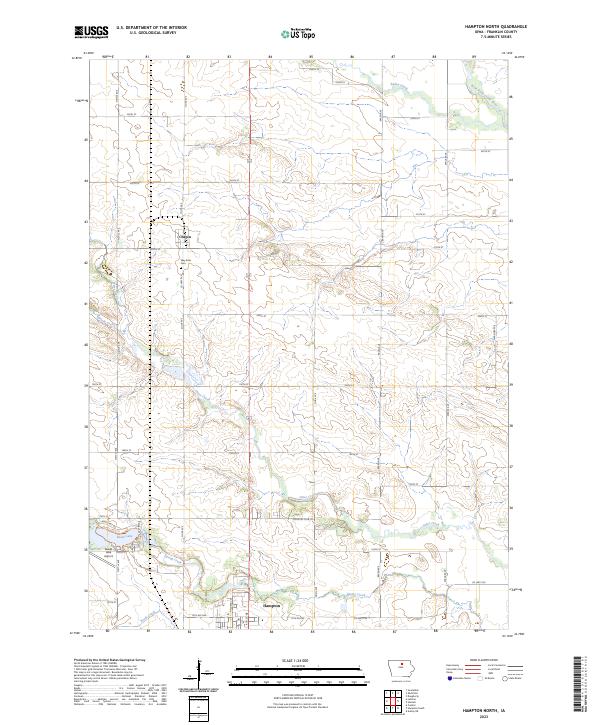 Hampton North, IA — USGS 7.5-minute topo (2023)