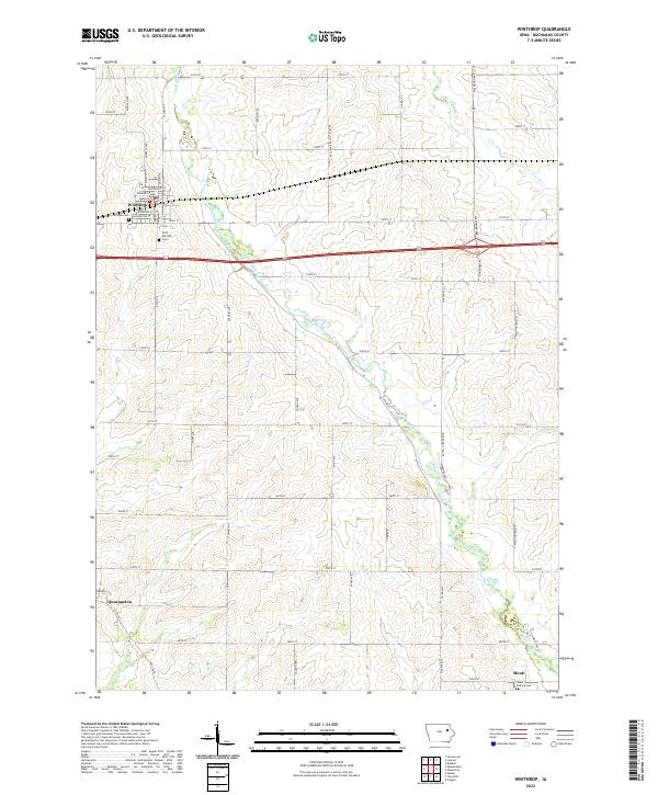 Winthrop, IA — USGS 7.5-minute topo (2022)