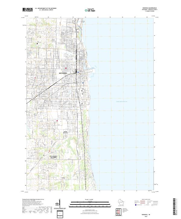 Kenosha, WI — USGS 7.5-minute topo (2022)