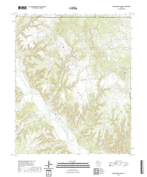 Hardscrabble Creek, TX — USGS 7.5-minute topo (2022)