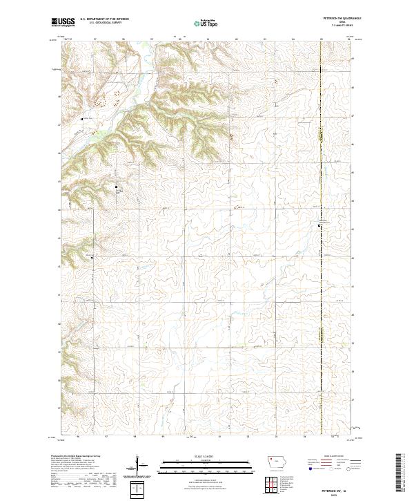 Peterson SW, IA — USGS 7.5-minute topo (2022)