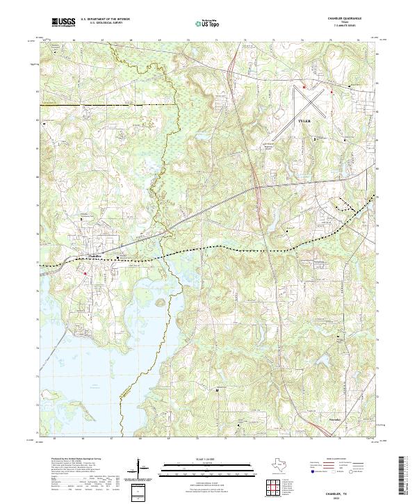Chandler, TX — USGS 7.5-minute topo (2022)