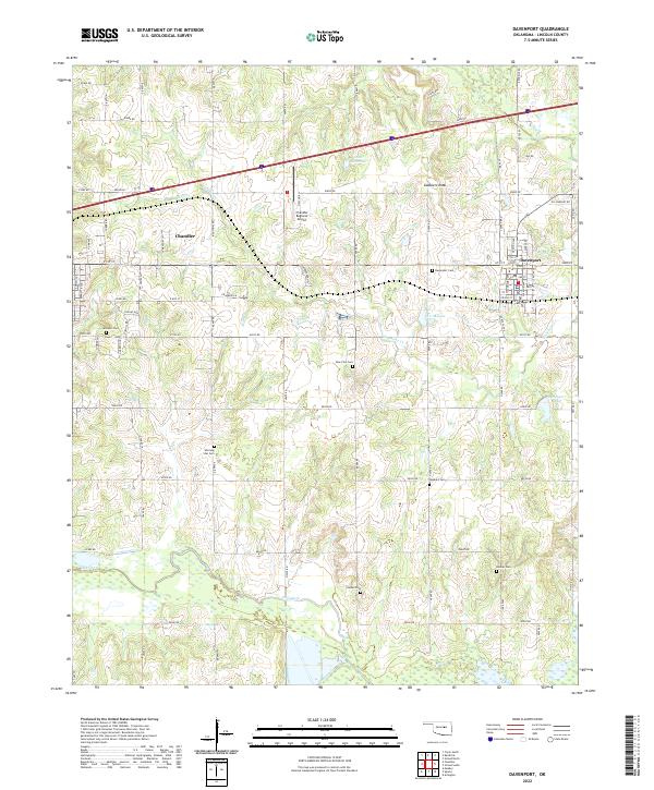 Davenport, OK — USGS 7.5-minute topo (2022)