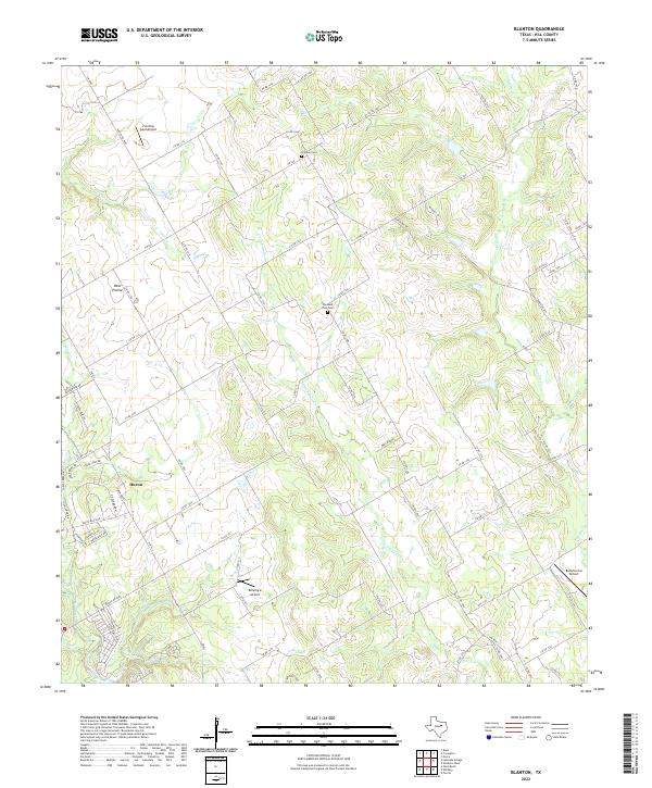 Blanton, TX — USGS 7.5-minute topo (2022)