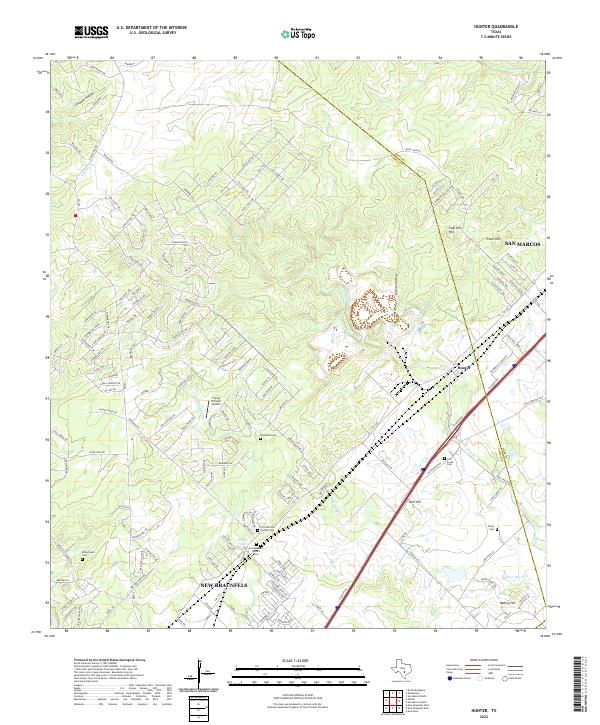 Hunter, TX — USGS 7.5-minute topo (2022)