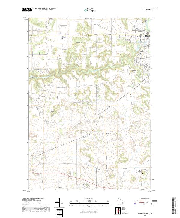 River Falls West, WI — USGS 7.5-minute topo (2022)