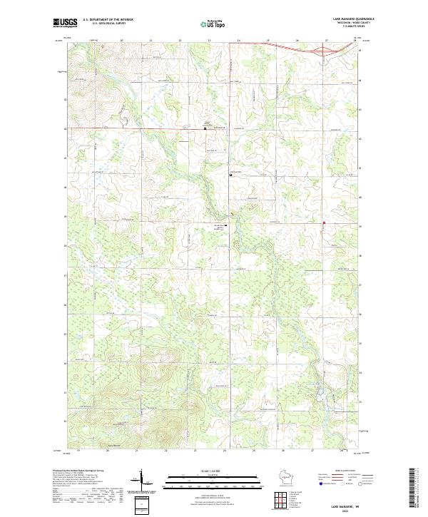 Lake Manakiki, WI — USGS 7.5-minute topo (2022)