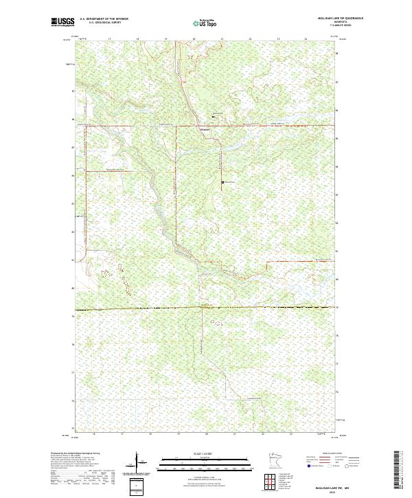 Mulligan Lake SW, MN — USGS 7.5-minute topo (2022)
