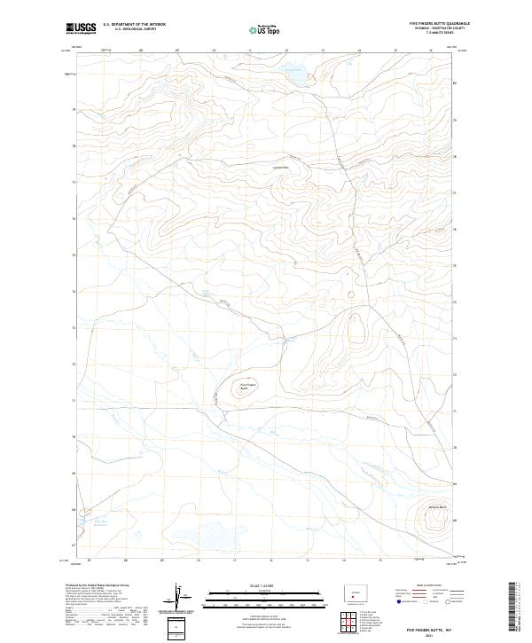 Five Fingers Butte, WY — USGS 7.5-minute topo (2021)