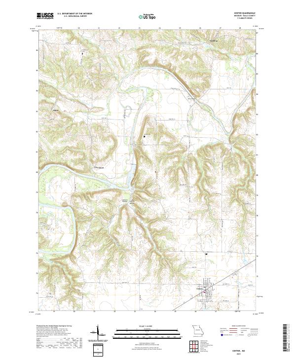 Center, MO — USGS 7.5-minute topo (2021)