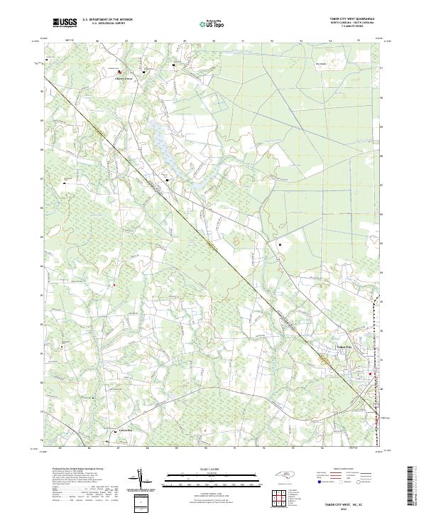 Tabor City West, NC-SC — USGS 7.5-minute topo (2022)