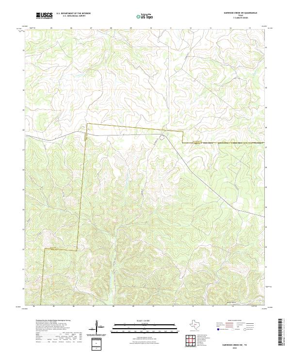 Earwood Creek SW, TX — USGS 7.5-minute topo (2022)