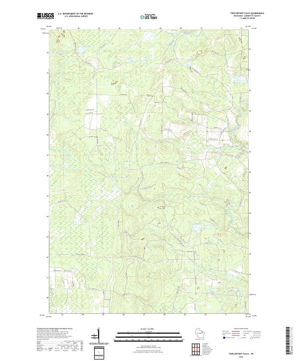 Twelvefoot Falls, WI — USGS 7.5-minute topo (2022)
