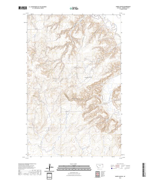 Shippe Canyon, MT — USGS 7.5-minute topo (2024)