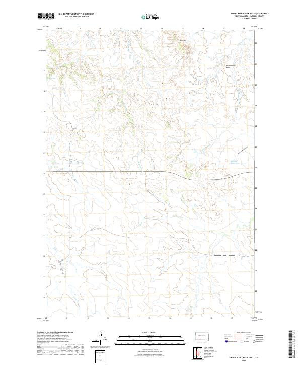 Short Bow Creek East, SD — USGS 7.5-minute topo (2021)