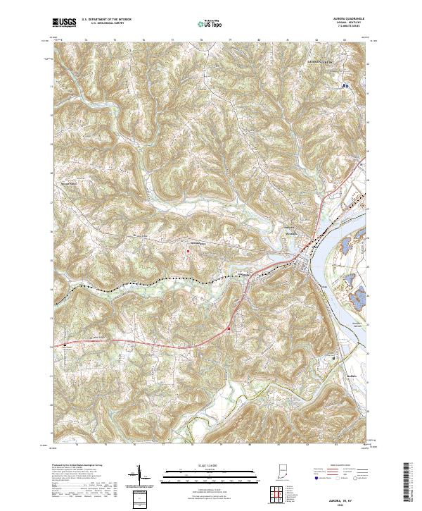 Aurora, IN-KY — USGS 7.5-minute topo (2022)