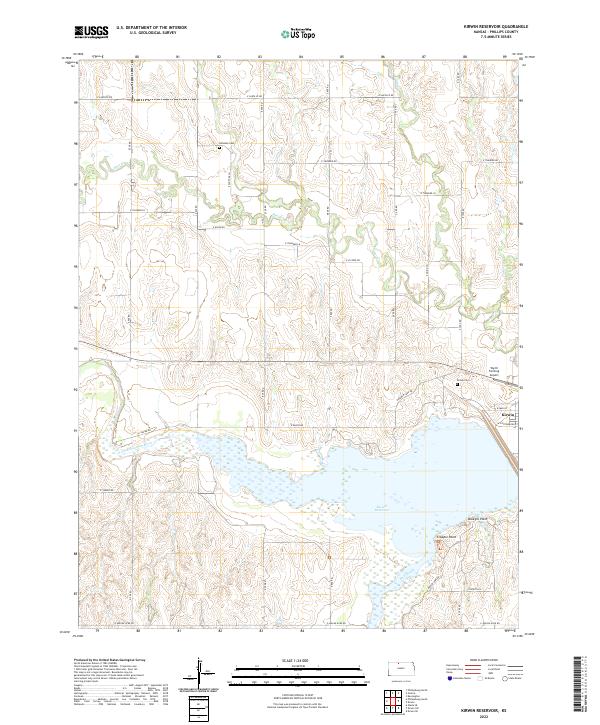 Kirwin Reservoir, KS — USGS 7.5-minute topo (2022)