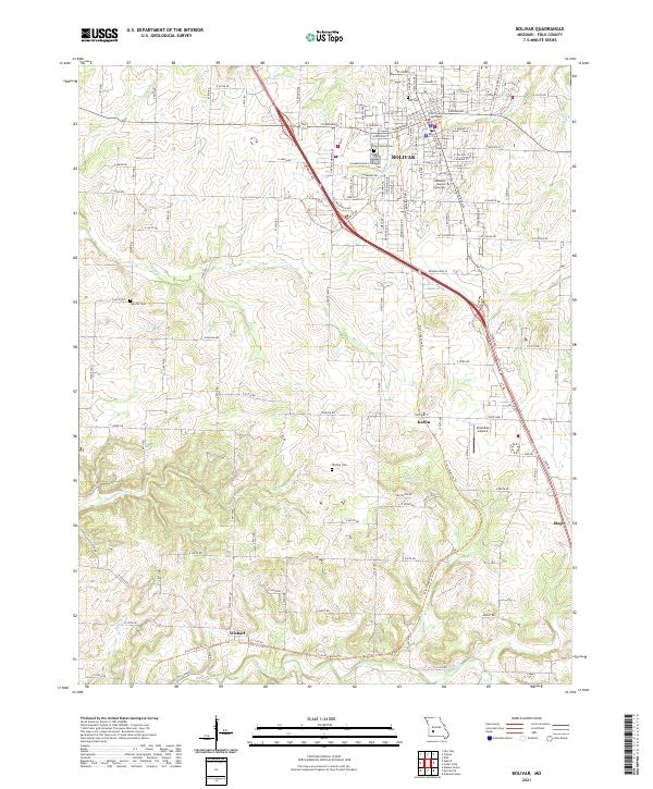 Bolivar, MO — USGS 7.5-minute topo (2021)