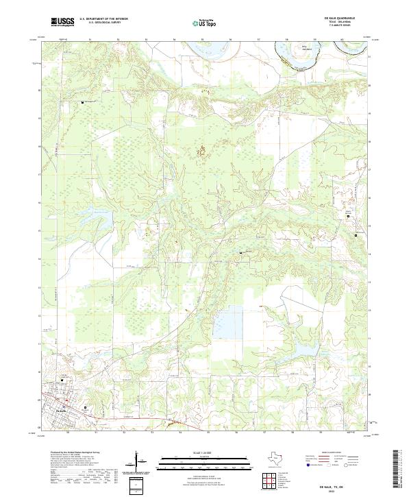De Kalb, TX-OK — USGS 7.5-minute topo (2022)