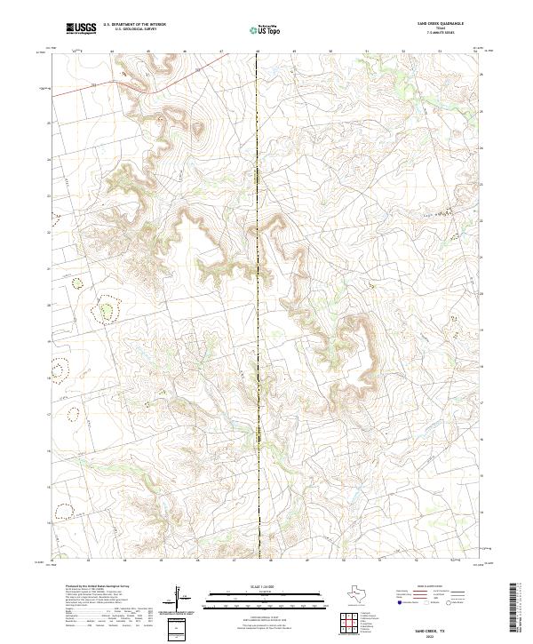 Sand Creek, TX — USGS 7.5-minute topo (2022)