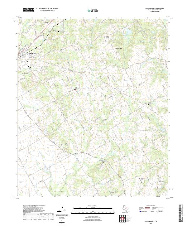 Cleburne East, TX — USGS 7.5-minute topo (2022)