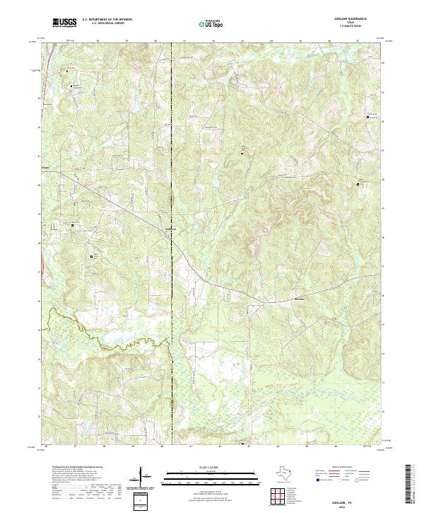 Ashland, TX — USGS 7.5-minute topo (2022)