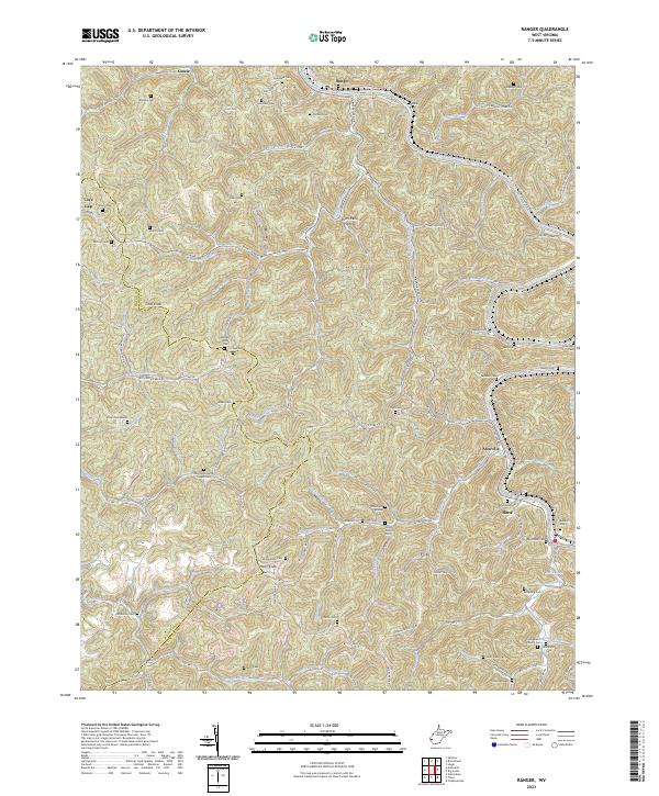Ranger, WV — USGS 7.5-minute topo (2023)