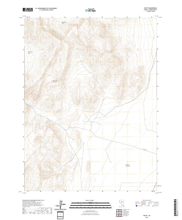 Watts, NV — USGS 7.5-minute topo (2021)