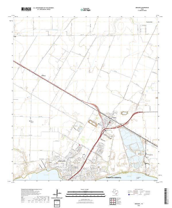 Gregory, TX — USGS 7.5-minute topo (2022)