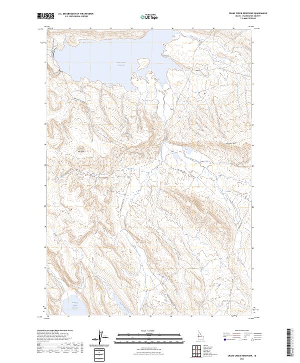 Crane Creek Reservoir, ID — USGS 7.5-minute topo (2024)