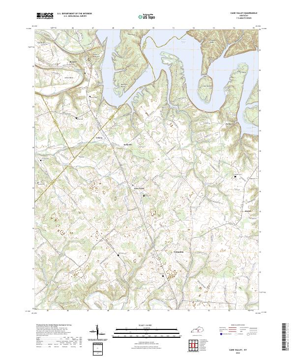 Cane Valley, KY — USGS 7.5-minute topo (2022)