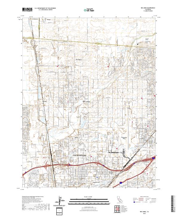 Rio Linda, CA — USGS 7.5-minute topo (2022)