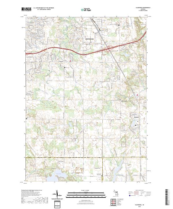 Caledonia, MI — USGS 7.5-minute topo (2023)