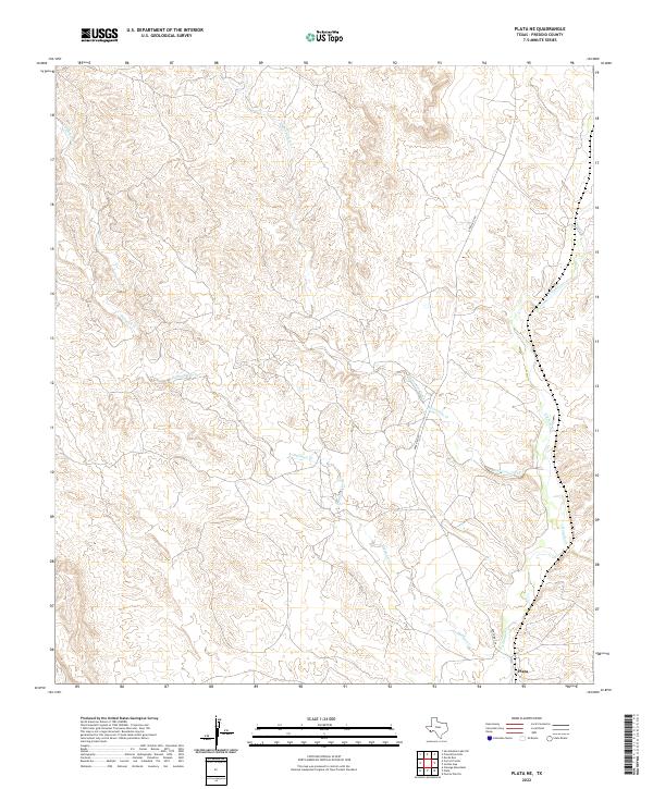 Plata NE, TX — USGS 7.5-minute topo (2022)