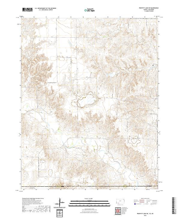 Proffitt Lake SW, KS-OK — USGS 7.5-minute topo (2022)