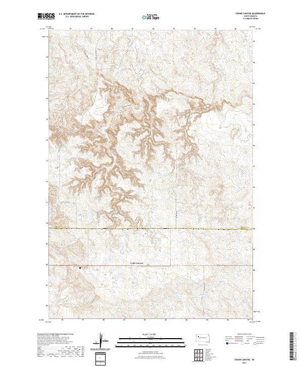 Cedar Canyon, SD — USGS 7.5-minute topo (2021)