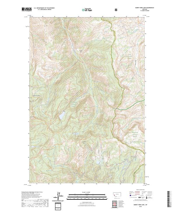 Burnt Fork Lake, MT — USGS 7.5-minute topo (2024)