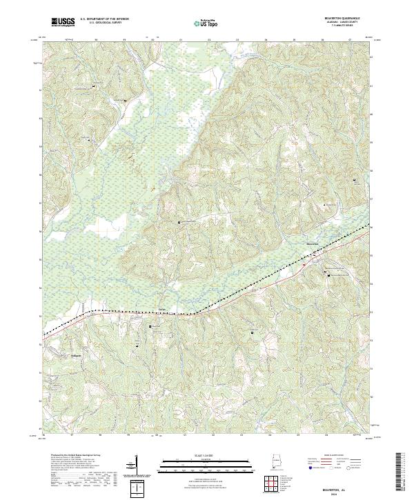 Beaverton, AL — USGS 7.5-minute topo (2024)