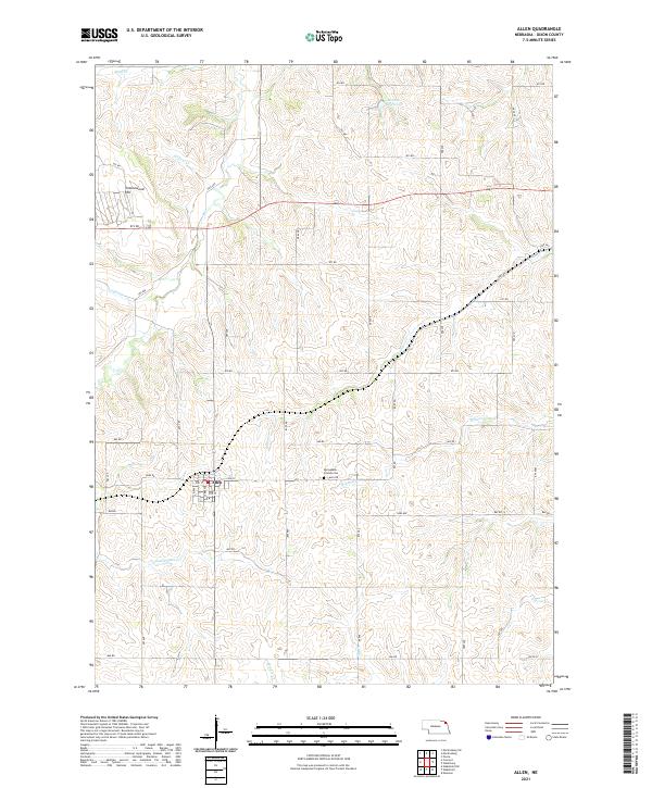 Allen, NE — USGS 7.5-minute topo (2021)