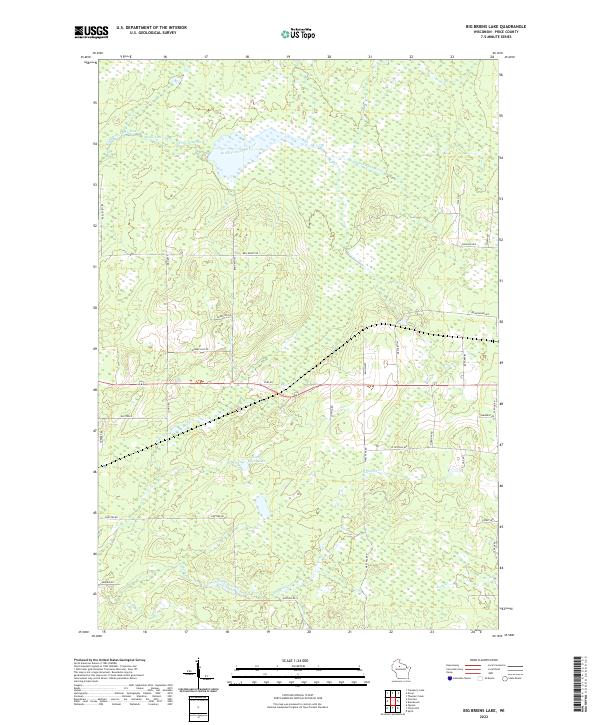 Big Briens Lake, WI — USGS 7.5-minute topo (2022)