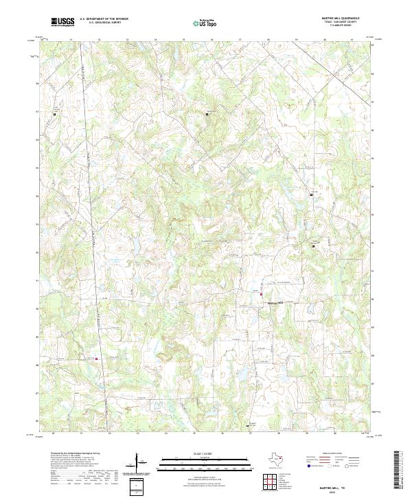 Martins Mill, TX — USGS 7.5-minute topo (2022)