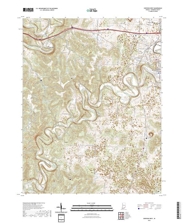 Corydon West, IN — USGS 7.5-minute topo (2022)