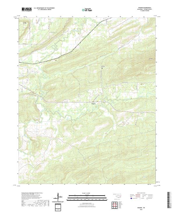 Higgins, OK — USGS 7.5-minute topo (2022)