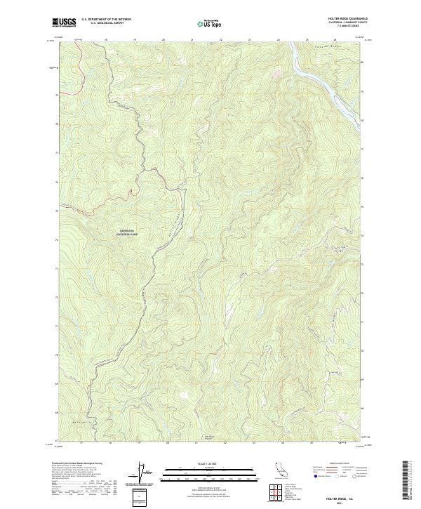 Holter Ridge, CA — USGS 7.5-minute topo (2021)