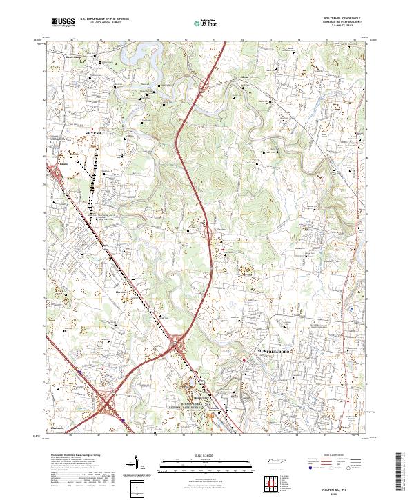 Walterhill, TN — USGS 7.5-minute topo (2022)