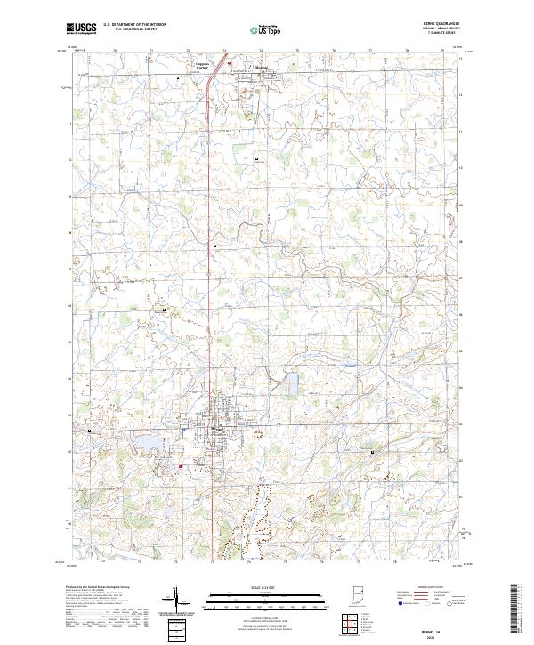 Berne, IN — USGS 7.5-minute topo (2022)