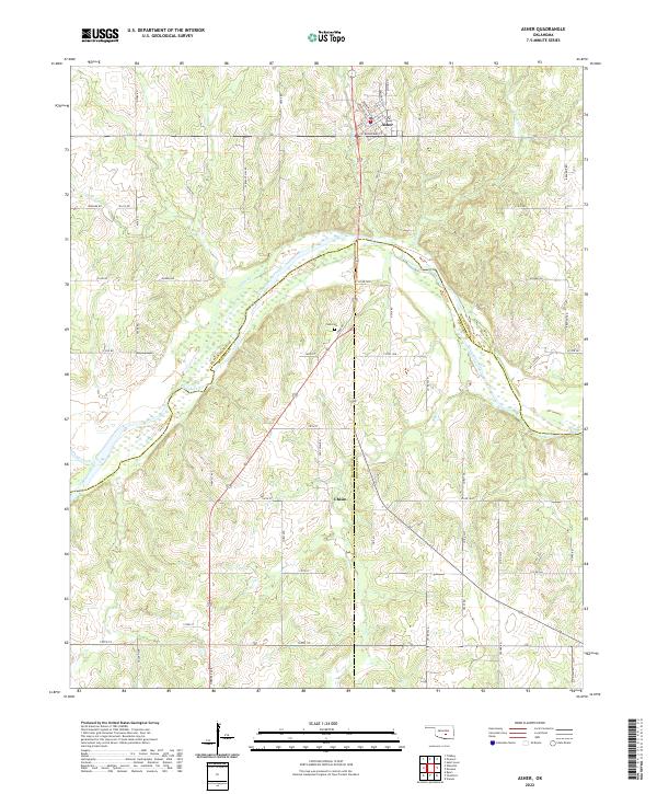 Asher, OK — USGS 7.5-minute topo (2022)